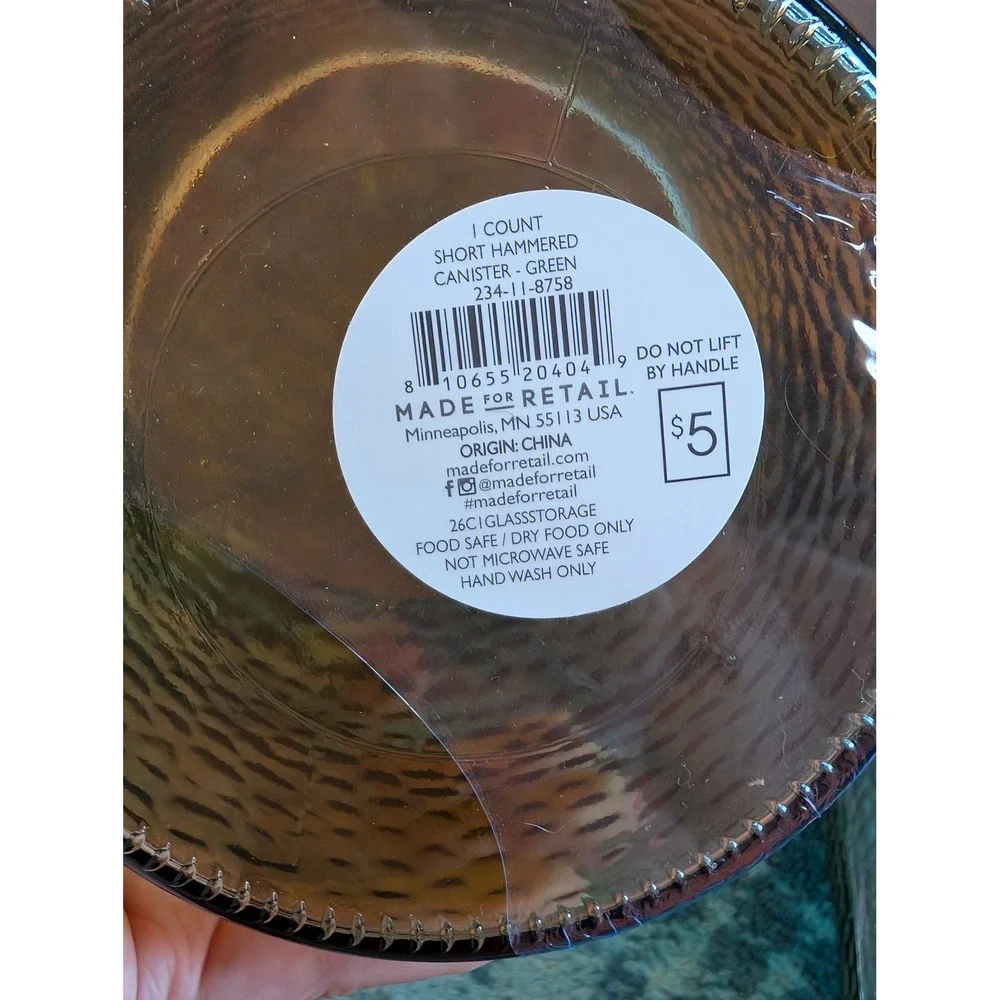 Target Bullseye's Playground Hammered Green Glass Canister Set Wooden Lid Sm/Med